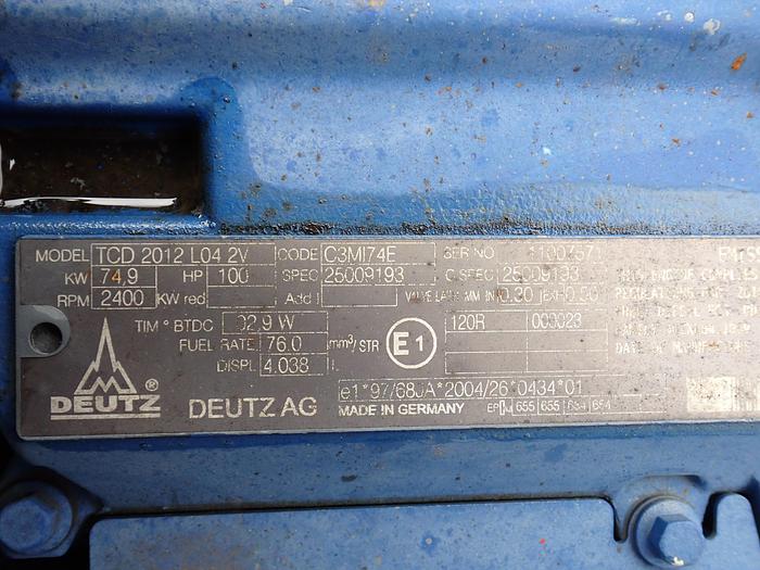 Used 2010 Deutz TCD2012 L04 2V Diesel Power Unit MECHANICAL INJECTION! BF4M2012C