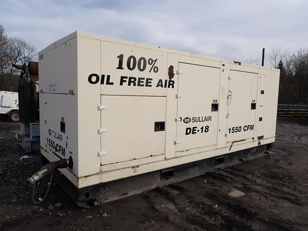 Used 2004 Sullair DE18 1550 CFM Oil Free Air Compressor CAT C16 5281 HRS