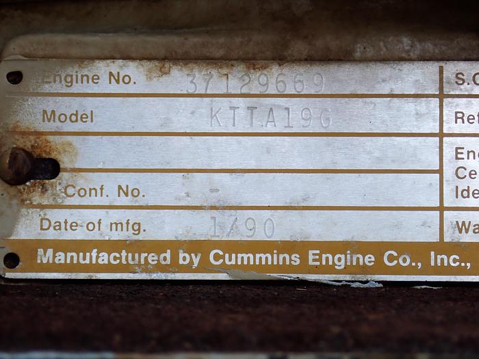 Used 1990 Cummins KTTA19-G1 400 KW Standby Generator 1307 HOURS!