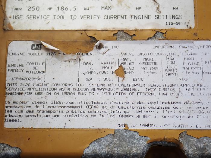 Used 1997 CAT 3126 250 HP Diesel Truck Engine A/R 147-7482