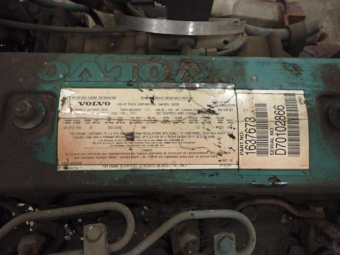 Used 1999 Volvo VE D7C-300 Turbo Diesel Engine RUNS EXC! 300 HP D7 Truck D7C