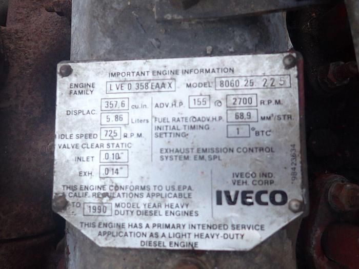 Used 1990 Iveco 8060.25 Turbo Diesel Engine STRONG RUNNER! VIDEO! Truck 8060 225