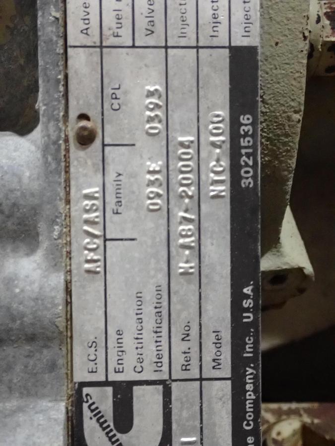Used 1979 Cummins NTC400 Diesel Engine BIG CAM 400 HP! CPL 0393