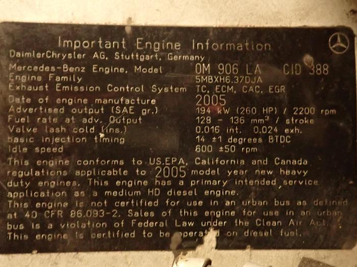 Used 2005 Mercedes OM906LA Turbo Diesel Engine OM906