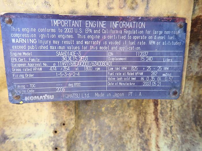 Used 2003 Komatsu SAA6D140E-3 Diesel Engine PC750LC-6 Excavator