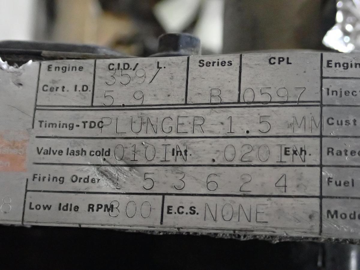 Used 1988 Cummins 6BT 5.9 Turbo Diesel Engine CPL 0597
