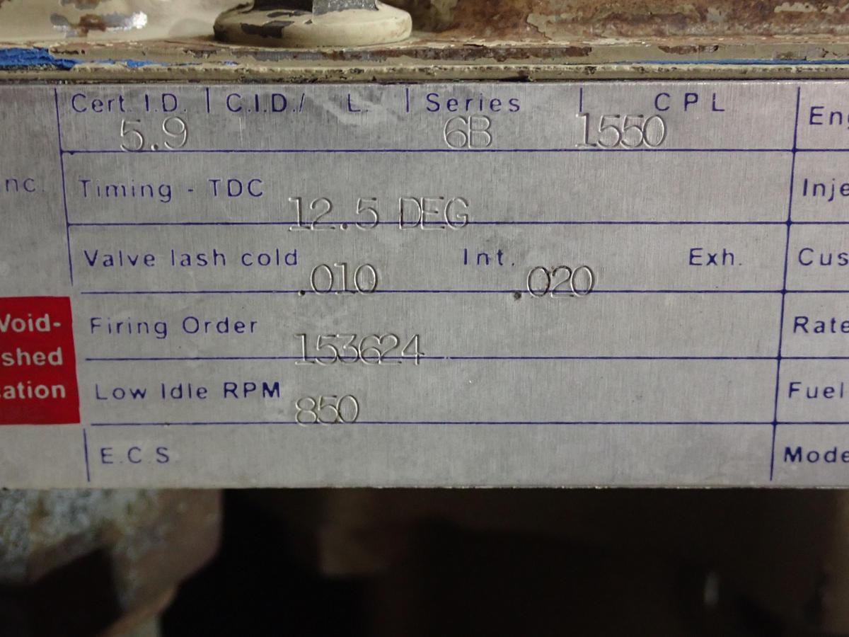 Used 1997 Cummins 6BTA 5.9 Diesel Engine P PUMP! 175 HP