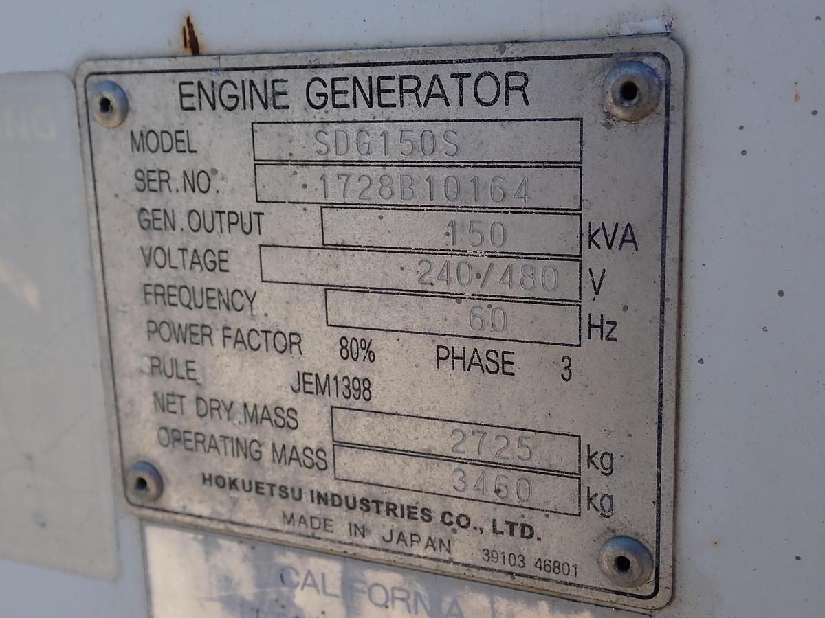 Used Airman SDG150 150 KVA Mobile Generator