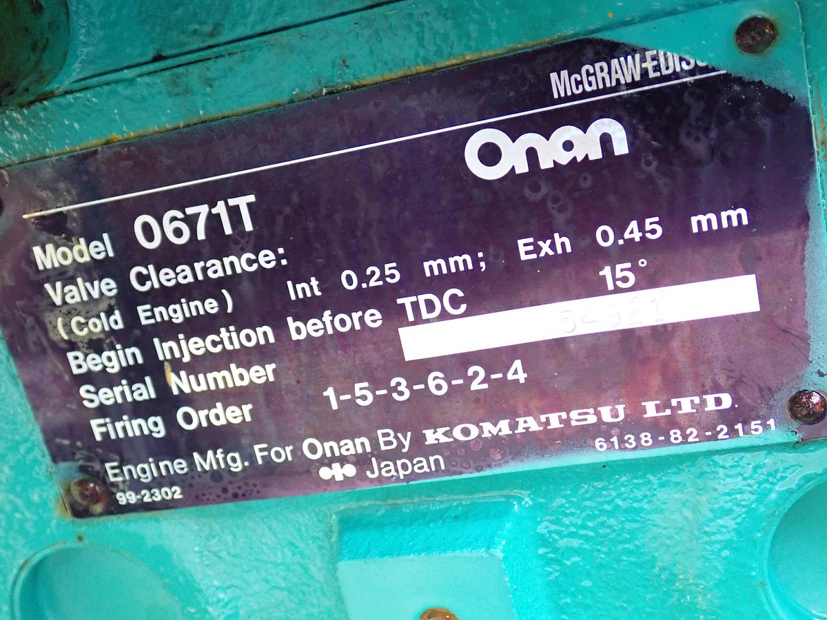 Used Komatsu S6D110-1 Turbo Diesel Engine 1195 HOURS!