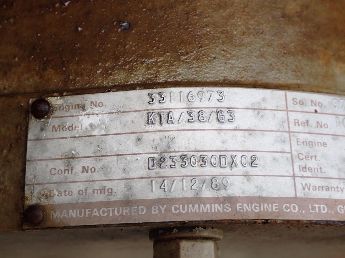 Used 1989 Cummins KTA38-G3 Diesel Engine LOW HOURS