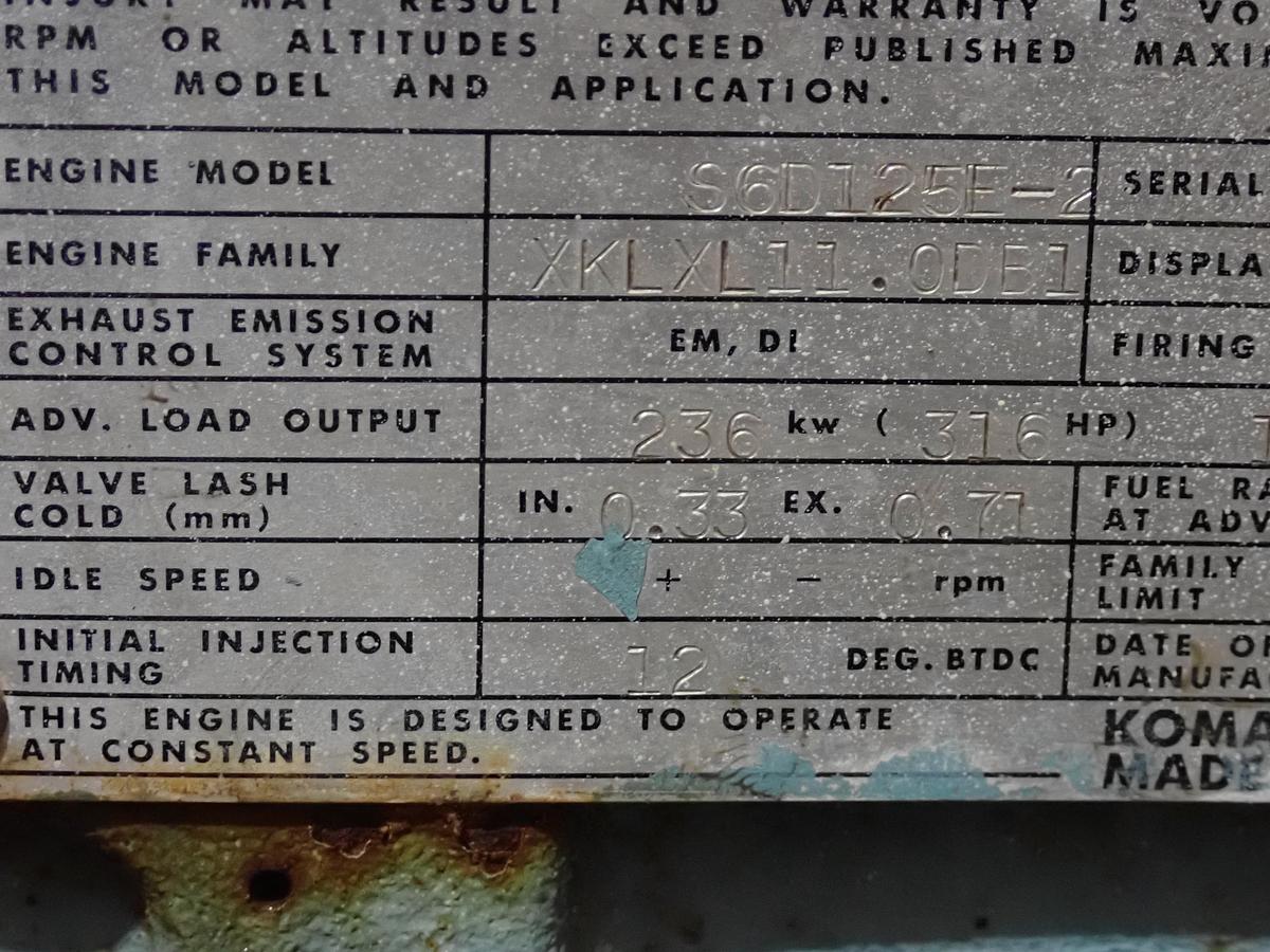 Used 1999 Komatsu S6D125E-2 Diesel Engine