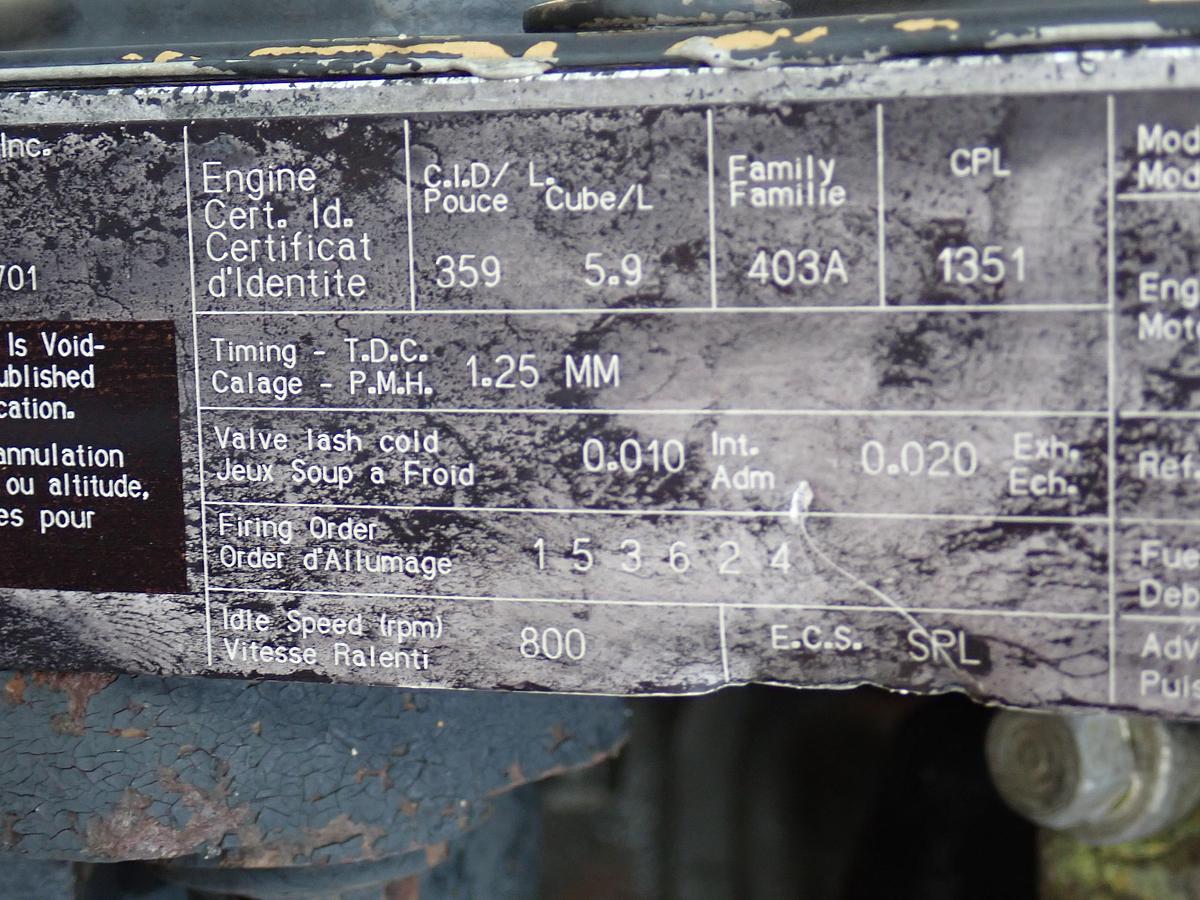 Used 1993 Cummins B5.9-160 Turbo Diesel Truck Engine CPL 1351