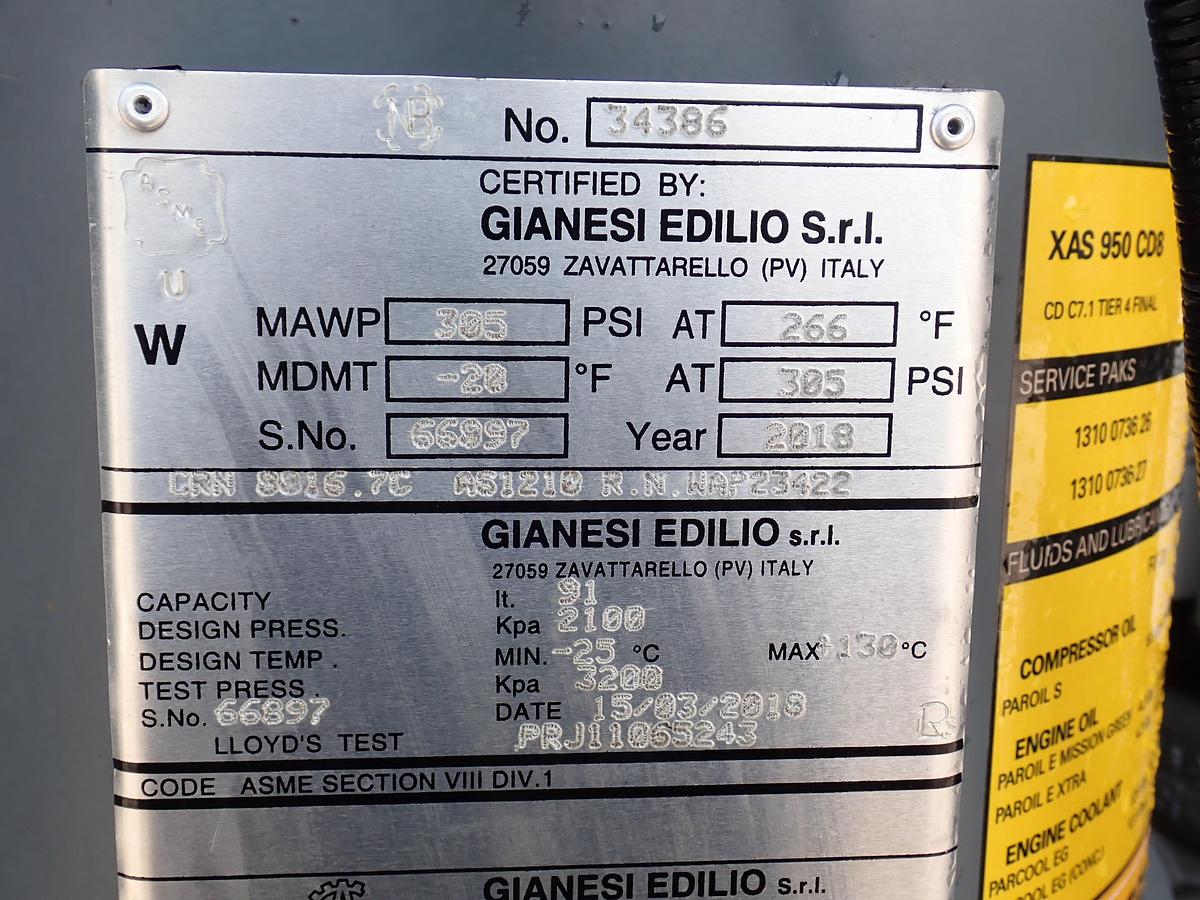 Used 2020 Atlas Copco XAS950CD8 950 CFM Air Compressor 842 HOURS