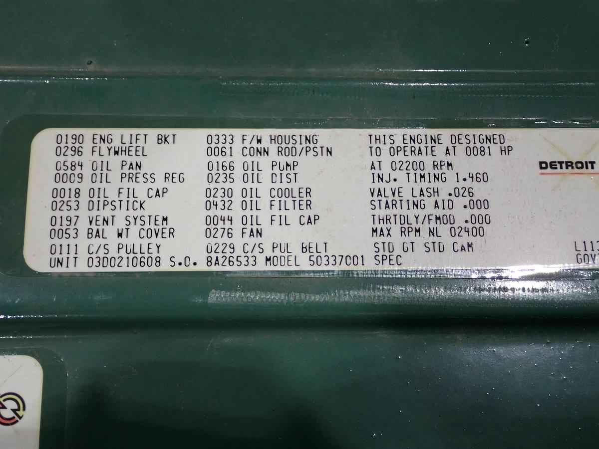 Detroit Diesel 3-53 Engine GOVT SURPLUS ! 5033-7001
