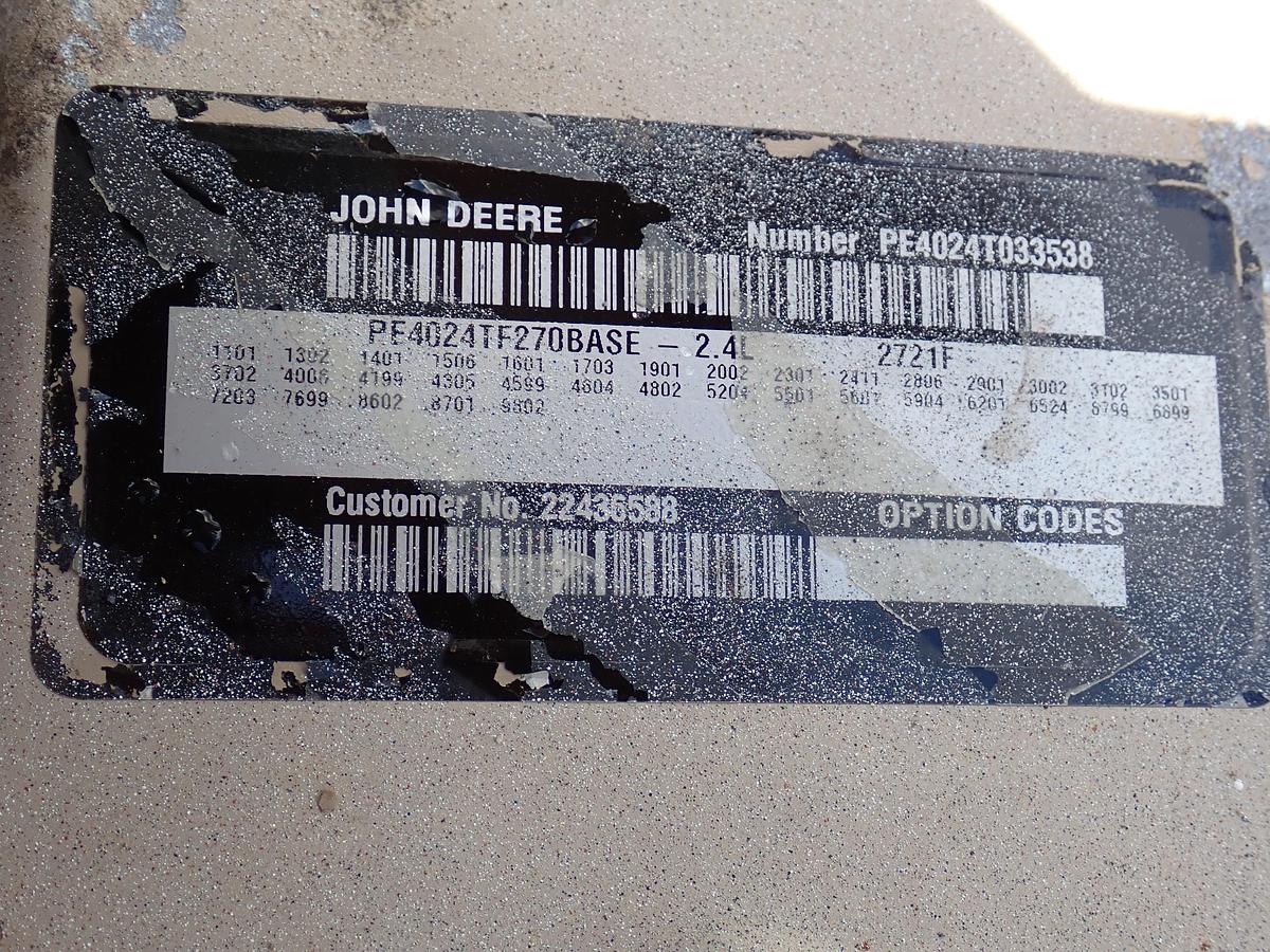 Used John Deere 4024TF270 Diesel Engine 