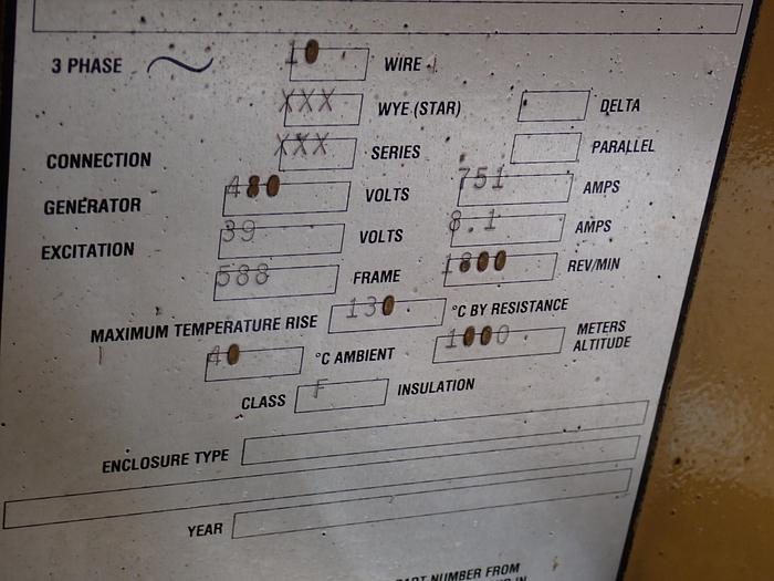 Used 1995 CAT SR4B 500 KW Standby Generator 1134 HOURS!