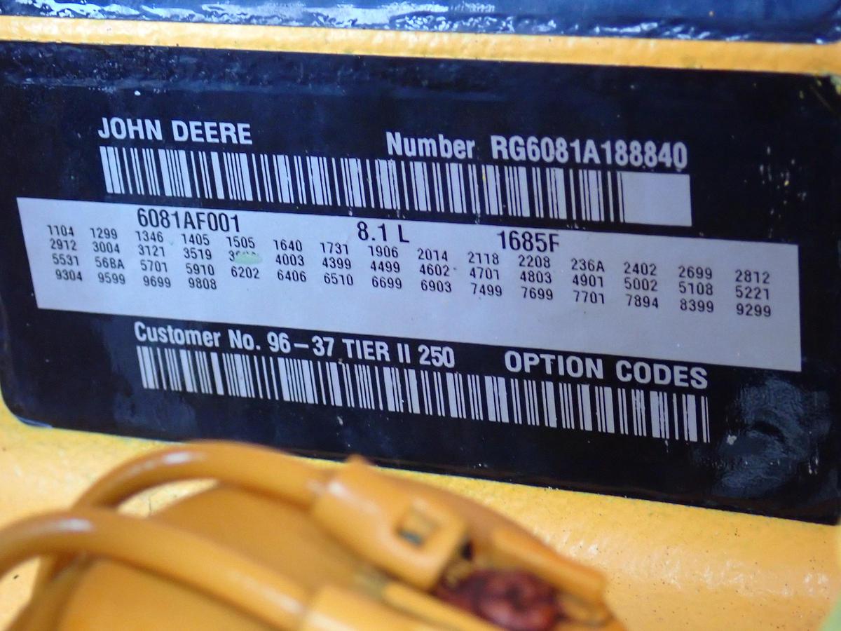 Used John Deere 6081AF001 Diesel Engine Power Unit W/ PTO CLUTCH!