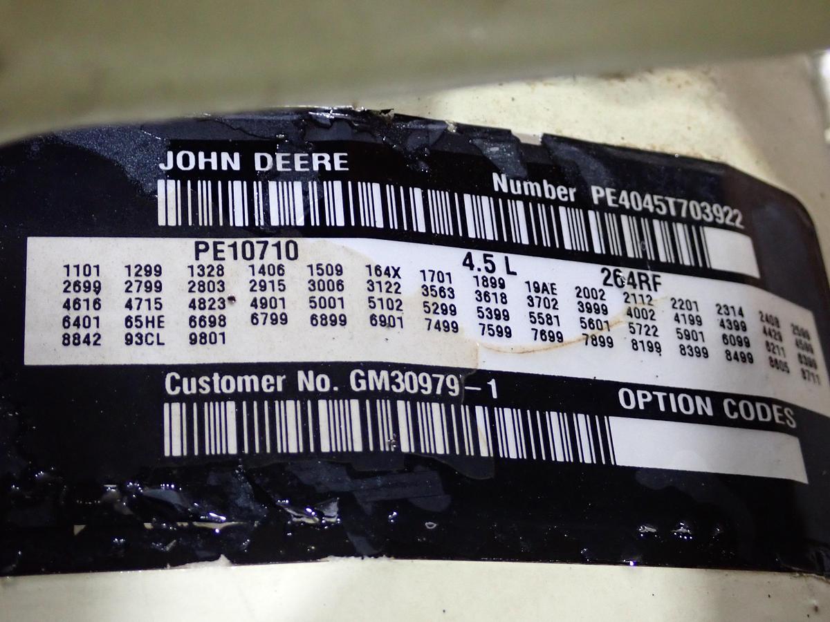 Used 2007 John Deere 4045TF270 Turbo Diesel Engine