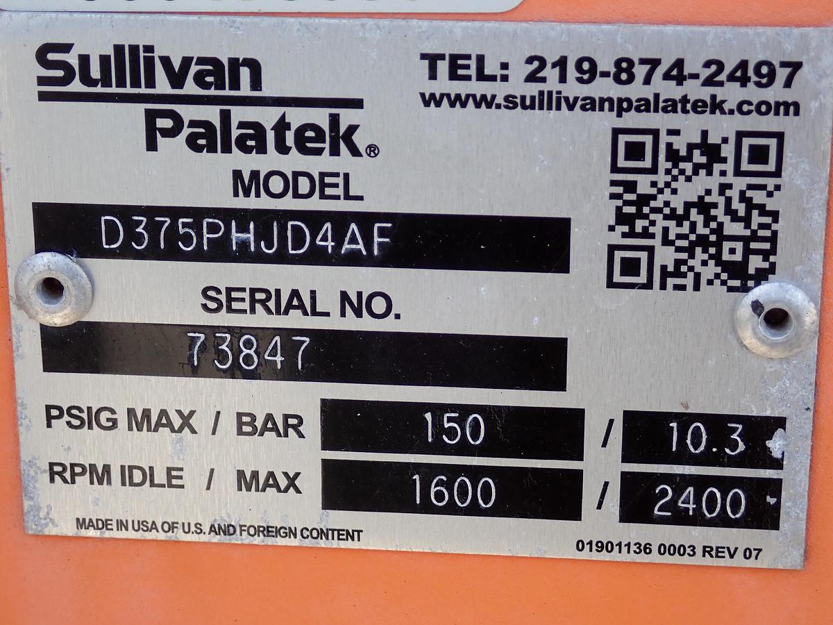 Used 2019 Sullivan Palatek D375PHJD4AF 375 CFM Air Compressor