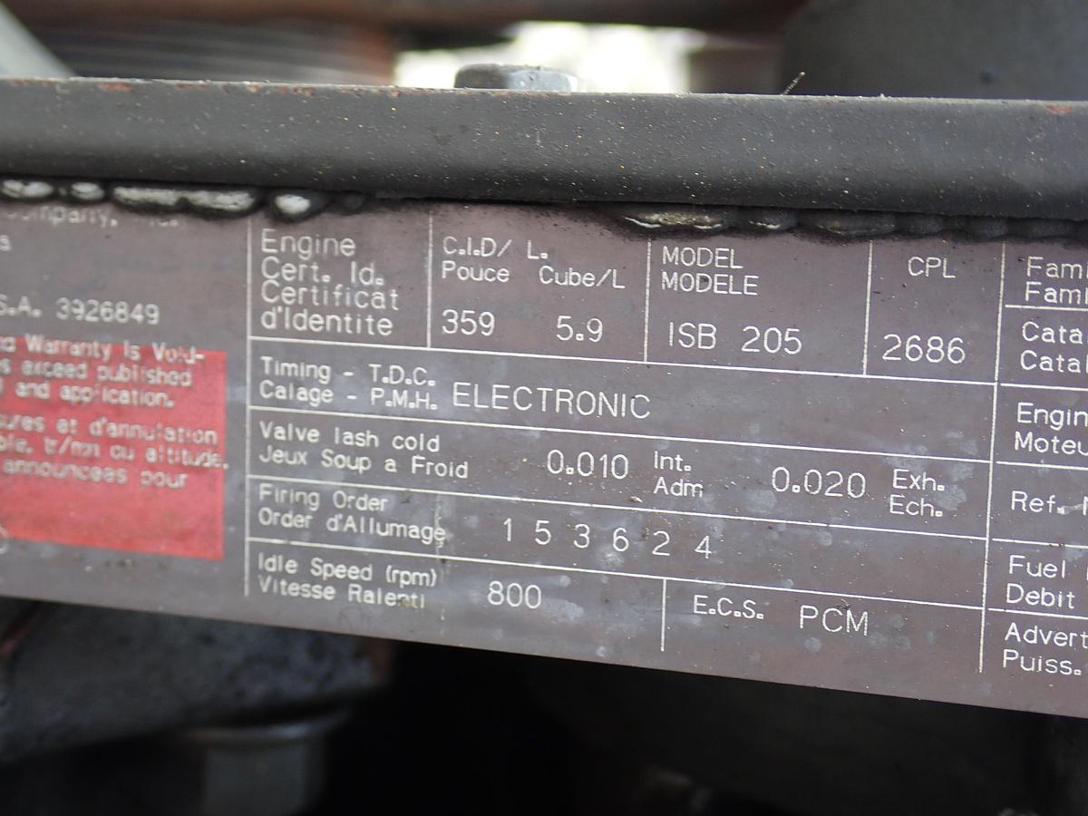 Used 2000 Cummins ISB 205 5.9 Liter Diesel Engine CPL 2686