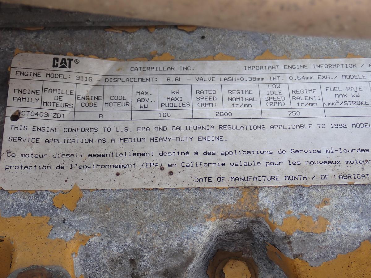 Used 1992 CAT 3116 Diesel Truck Engine 21K MILES! 215 HP
