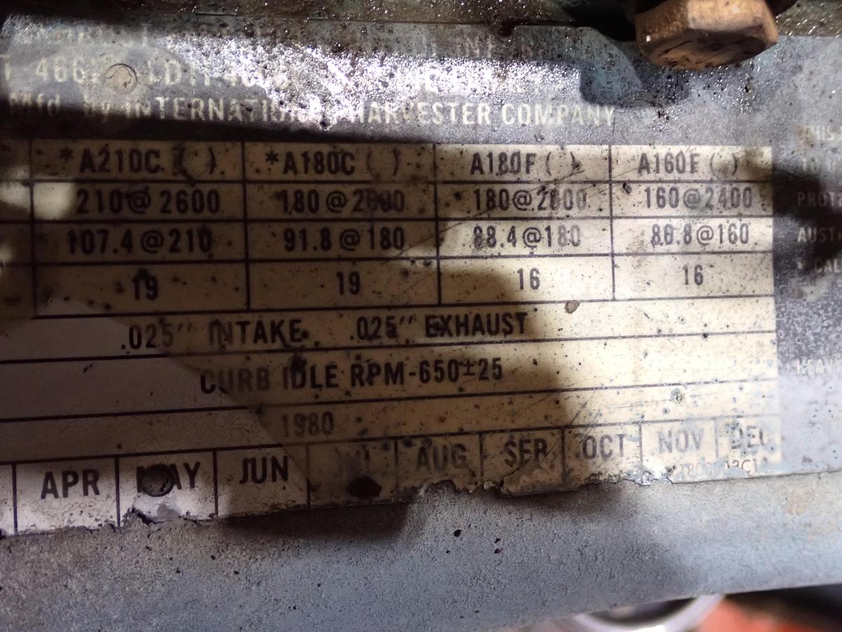Used 1980 International DT466 Turbo Diesel Engine INDUSTRIAL