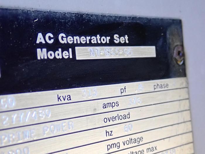 Used 1990 Cummins NT855-G6 250 KW Generator 1198 HOURS!