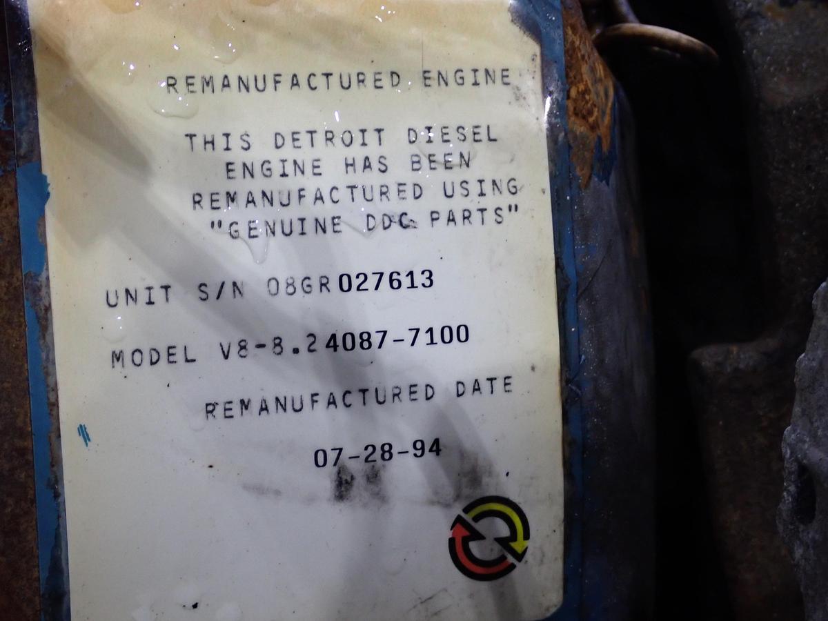 Used 1994 Detroit Diesel 8.2 Liter Truck Engine 
