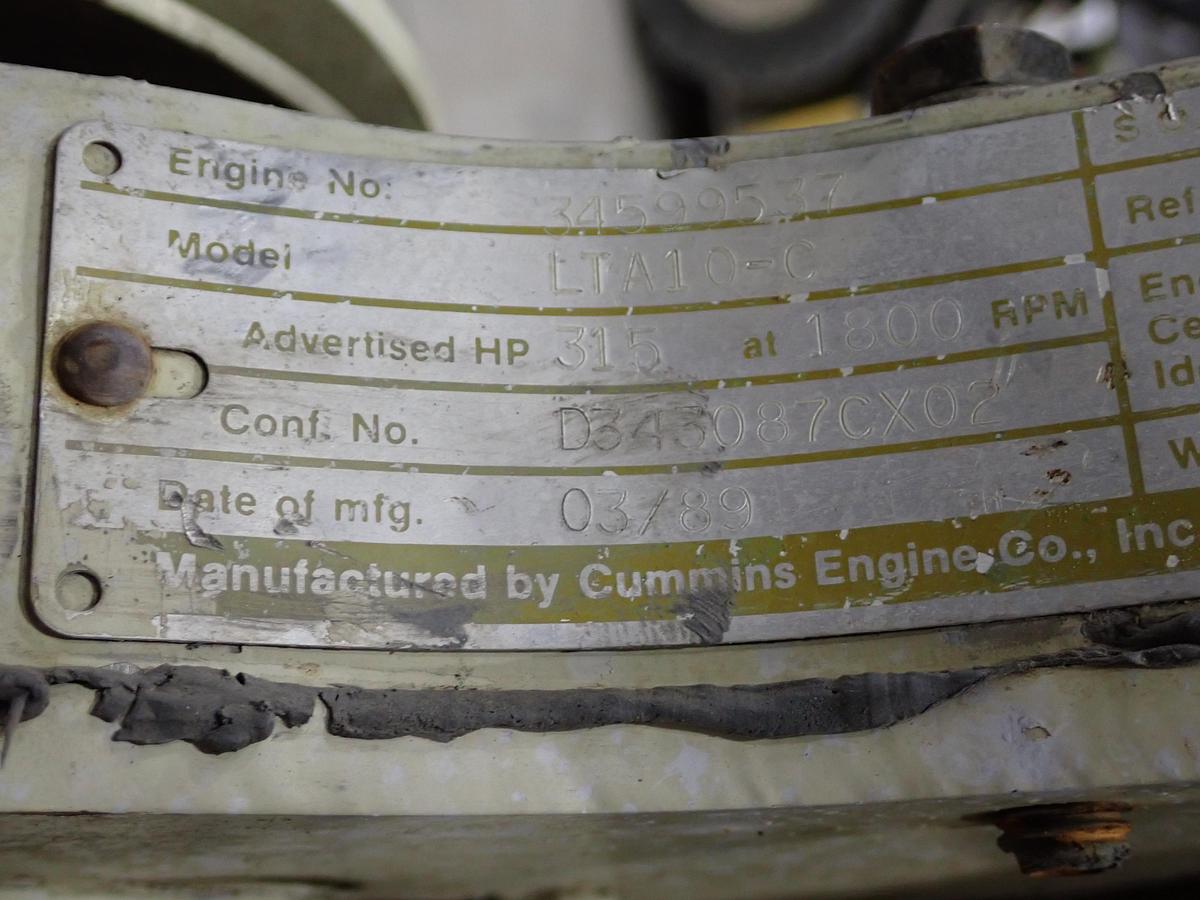 Used 1989 Cummins LTA10-C Diesel Engine 315 HP L10 CPL 894