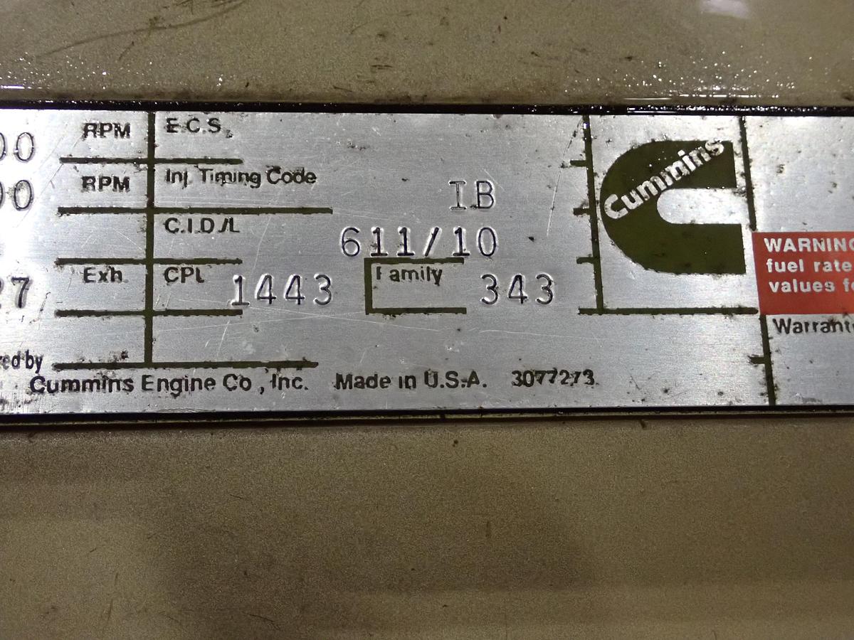 Used 1994 Cummins LTA10-G2 Diesel Engine Power Unit 345 HP