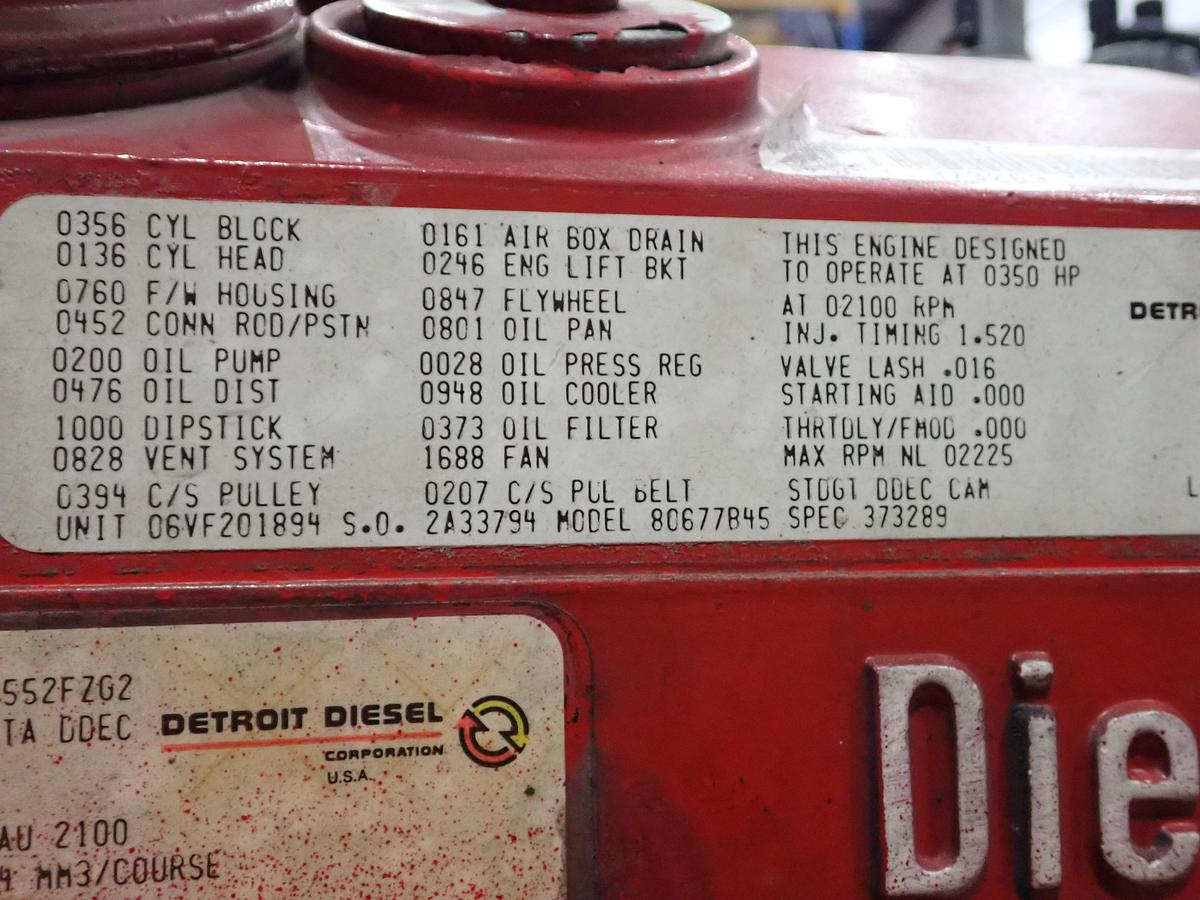 Used 1993 Detroit Diesel 6V92TA Truck Engine 350 HP DDEC