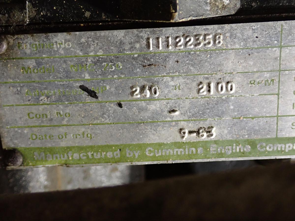 Used 1983 Cummins NHC250 Diesel Engine MILITARY! 