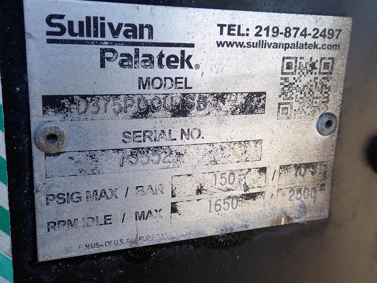 Used 2016 Sullivan Palatek D375PDCU 375 CFM Air Compressor