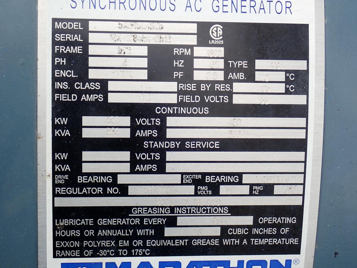 Used Detroit Diesel 450 KW Generator LOW HOURS! 14 LITER SERIES 60