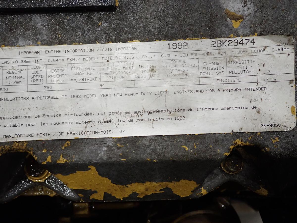 Used 1992 CAT 3116 Diesel Truck Engine 21K MILES! 215 HP