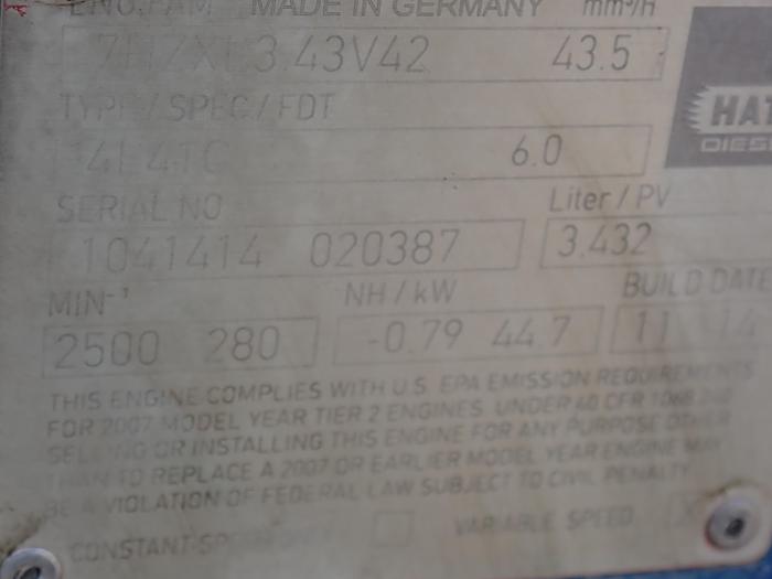 Used 2014 Hatz 4L41C Diesel Engine