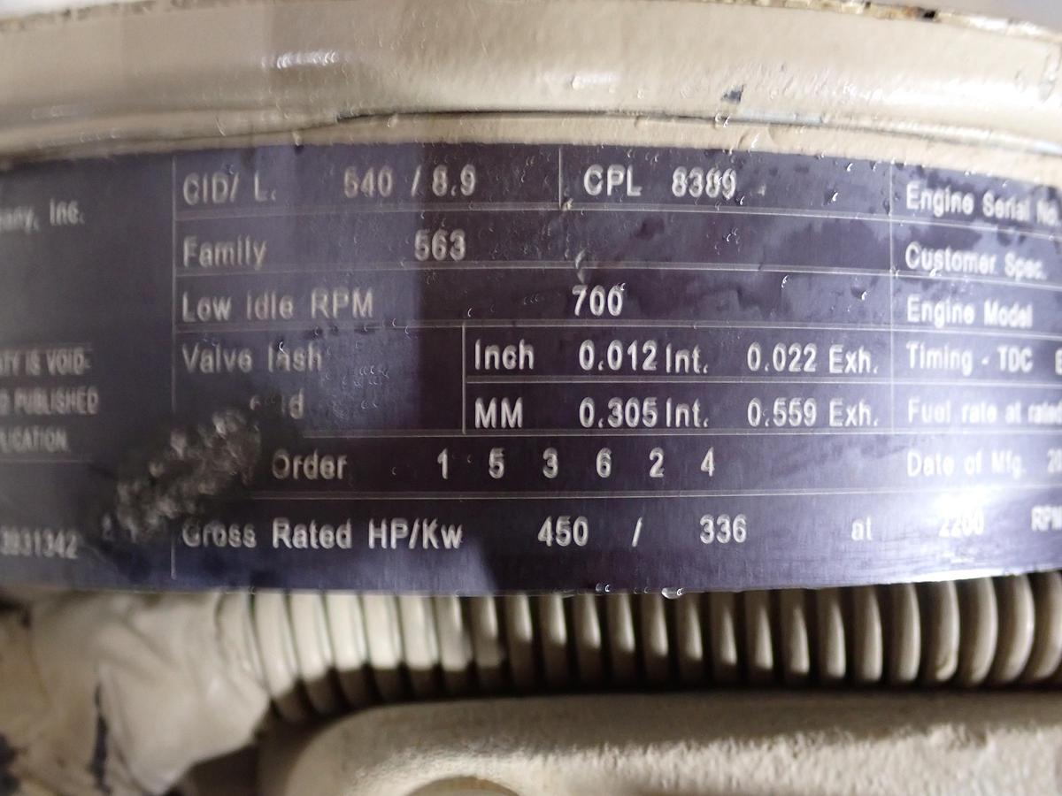 Used 2010 Cummins ISL 450 Diesel Engine GOV'T SURPLUS 450 HP! 8.9 Liter