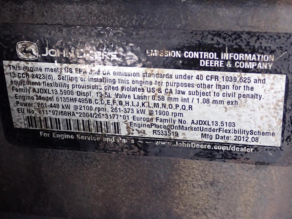 Used 2012 John Deere 6135HF485 Diesel Power Unit 