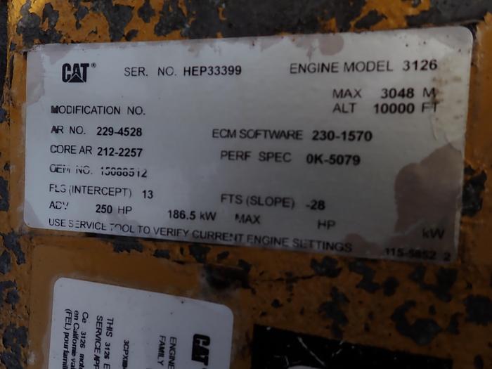 Used 2003 Caterpillar 3126E Diesel Engine 250 HP HEP
