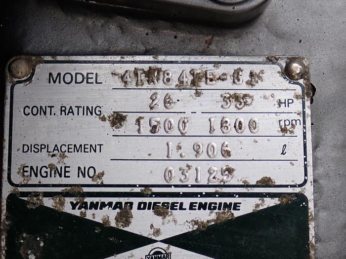 Used Yanmar 4TN84TE Turbo Diesel Engine
