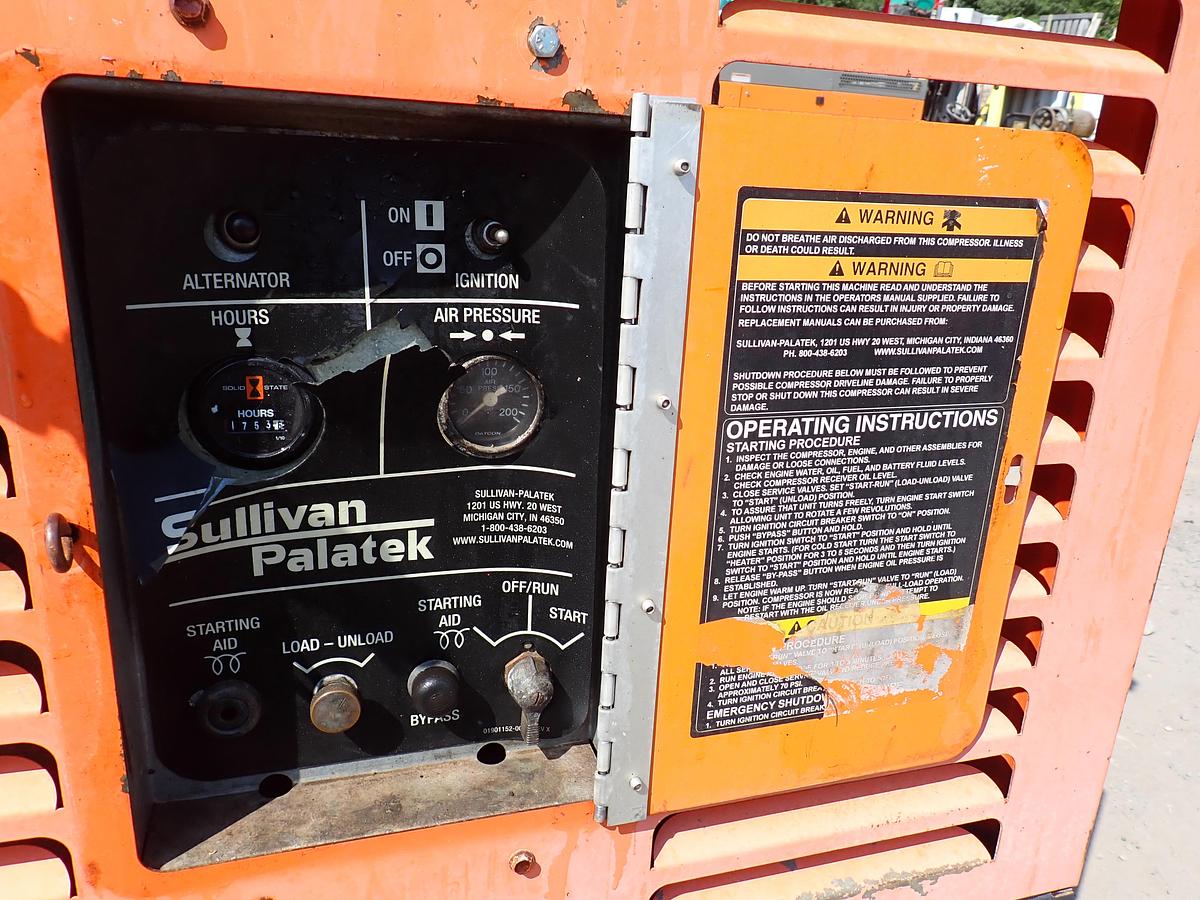 Used Sullivan Palatek DF185P3IZ 185 CFM Air Compressor ISUZU DIESEL