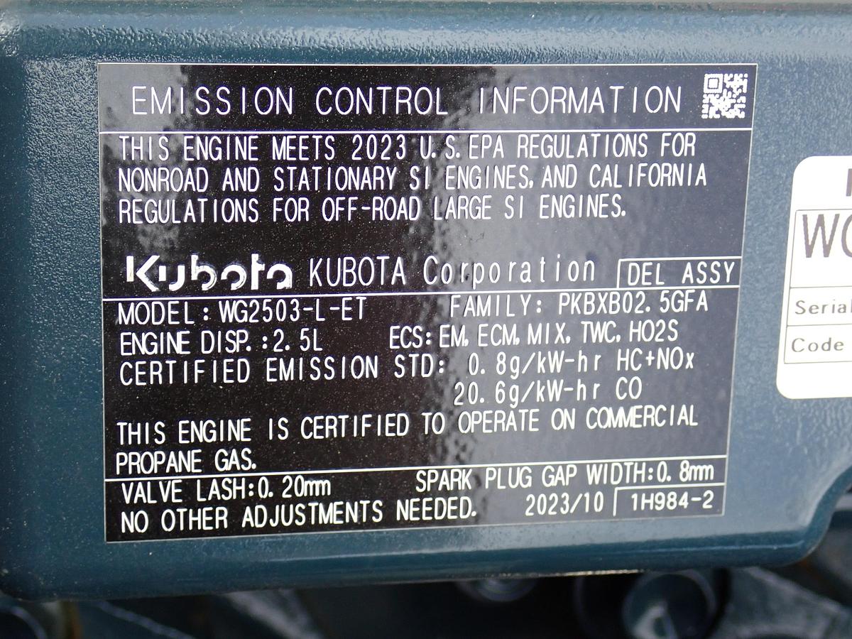2023 Kubota WG2503-L-ET Gas Engine UNUSED