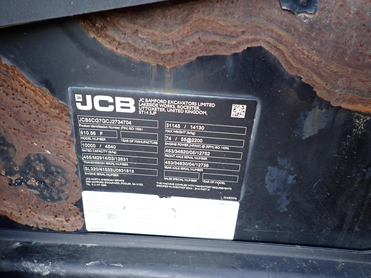 Used 2018 JCB 510-56 10K Telehandler 3500 HOURS