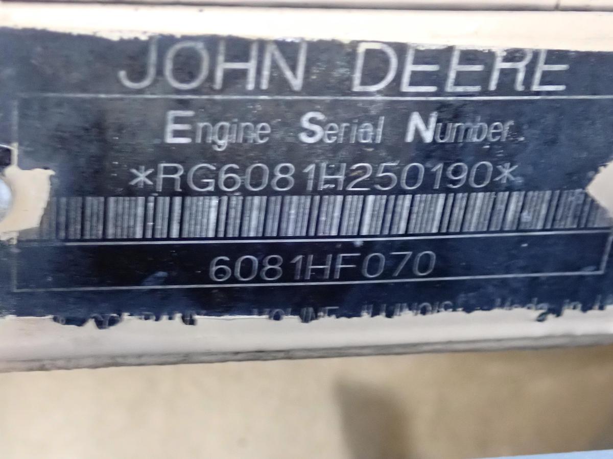 Used 2005 John Deere 6081HF070 Diesel Engine POWER UNIT w/ PTO CLUTCH
