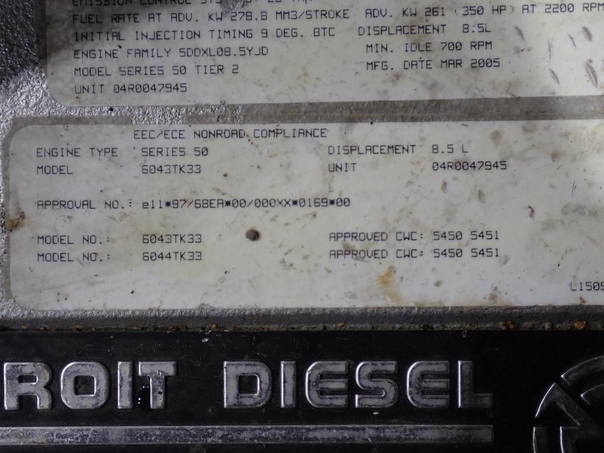 Used 2005 Detroit Diesel Series 50 8.5 Liter Engine 275 HP INDUSTRIAL