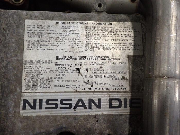 Used 2004 Nissan J05D-TA Turbo Diesel Engine GOOD RUNNER! J05 Hino Truck