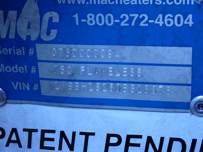 Used 2013 Mac 750F Flameless Heater 750,000 BTU