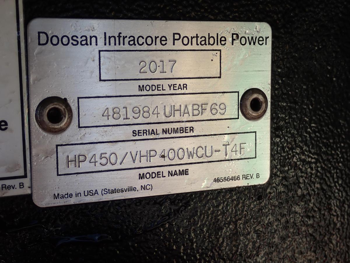 Used 2017 Doosan HP450/VHP400WCU Air Compressor 200 PSI!