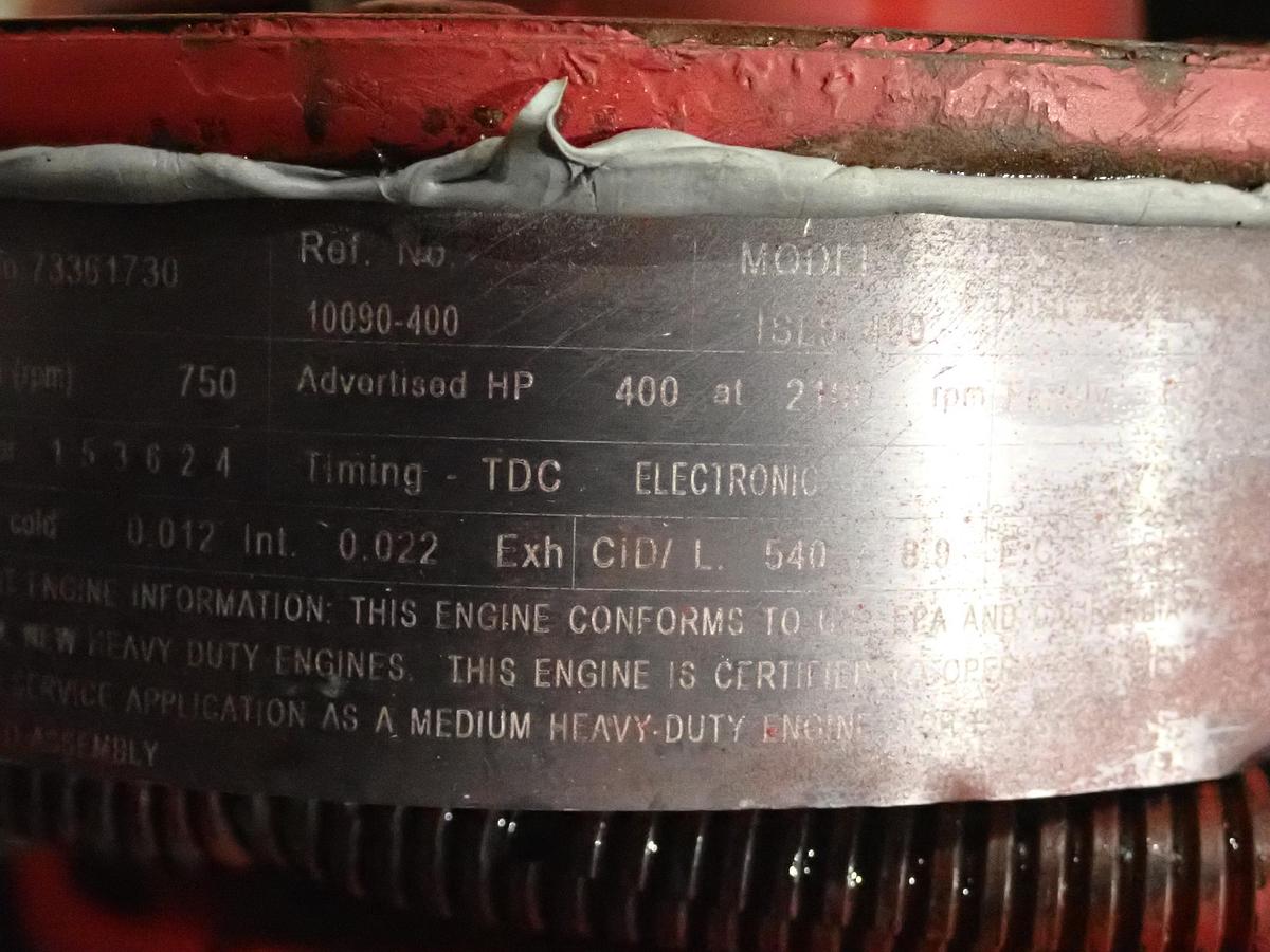 Used 2012 Cummins ISL9-400 Diesel Engine CPL 3689