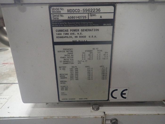 Used Cummins MDDCD 80 KW Marine Generator VIDEO! LOW HOURS! Genset John Deere Diesel